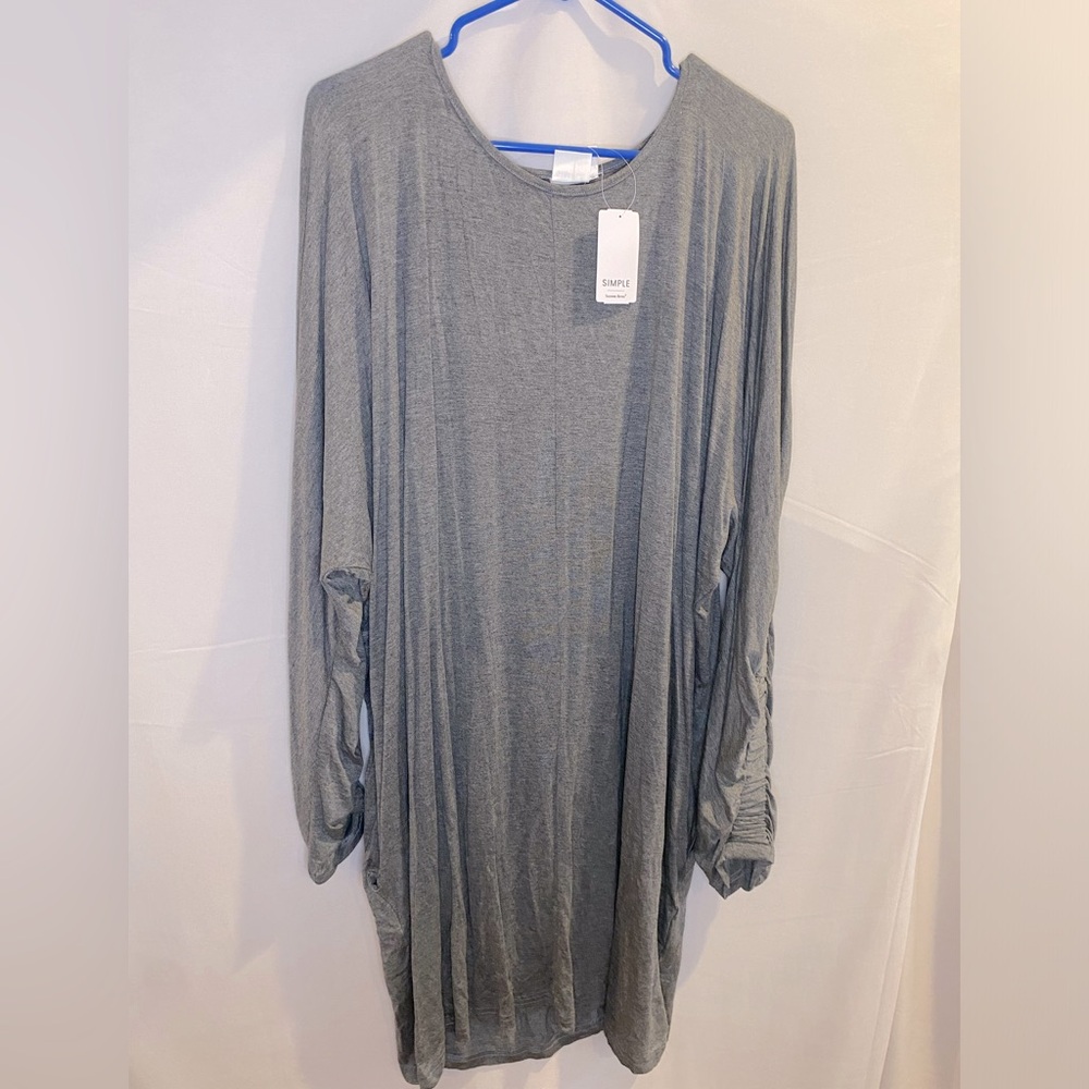 Simple Suzanne Betro 1x NWT Ruched Tunic Dress Pockets Maternity Gray